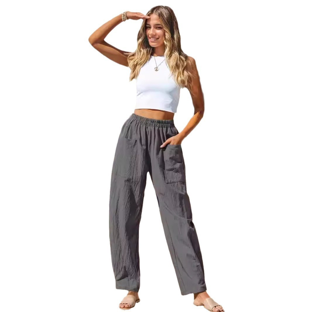 Women's Comfy Baggy Linen Wide-Leg Loose Fit Pants - Image 2