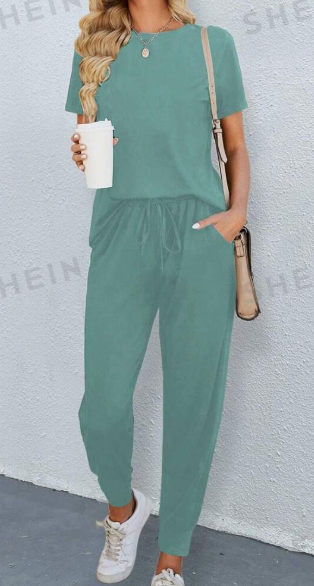 Women's Cotton Tee & Pants Travel Set - Image 4