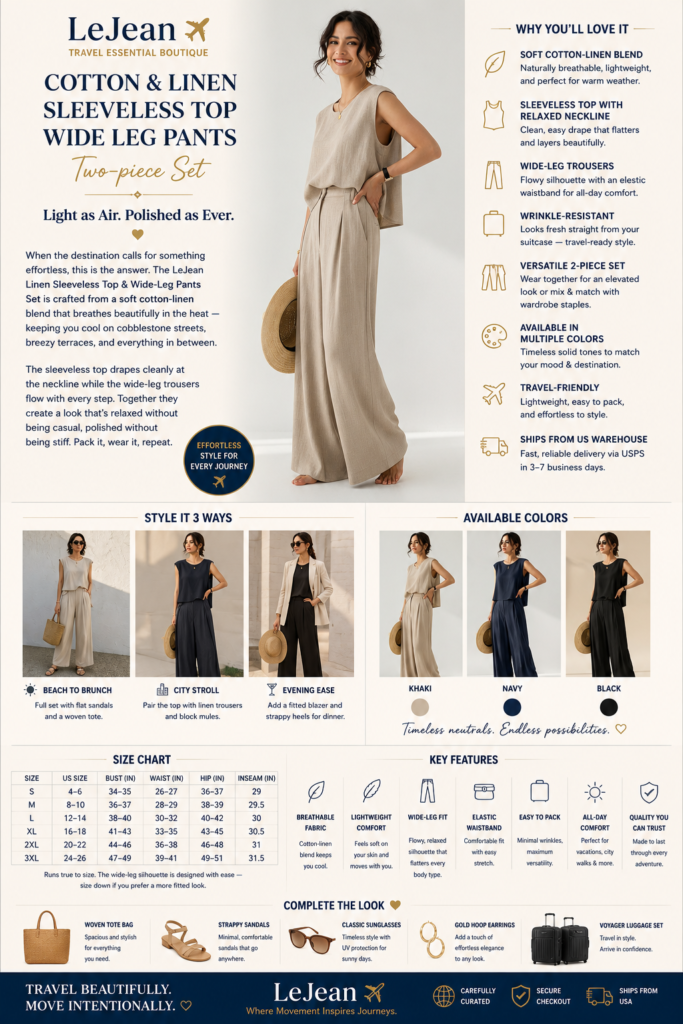 Cotton Linen sleeveles pant set