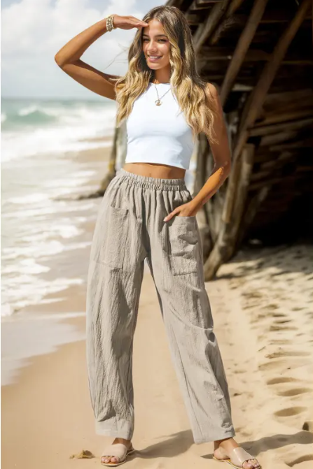 Women's Comfy Baggy Linen Wide-Leg Loose Fit Pants - Image 12