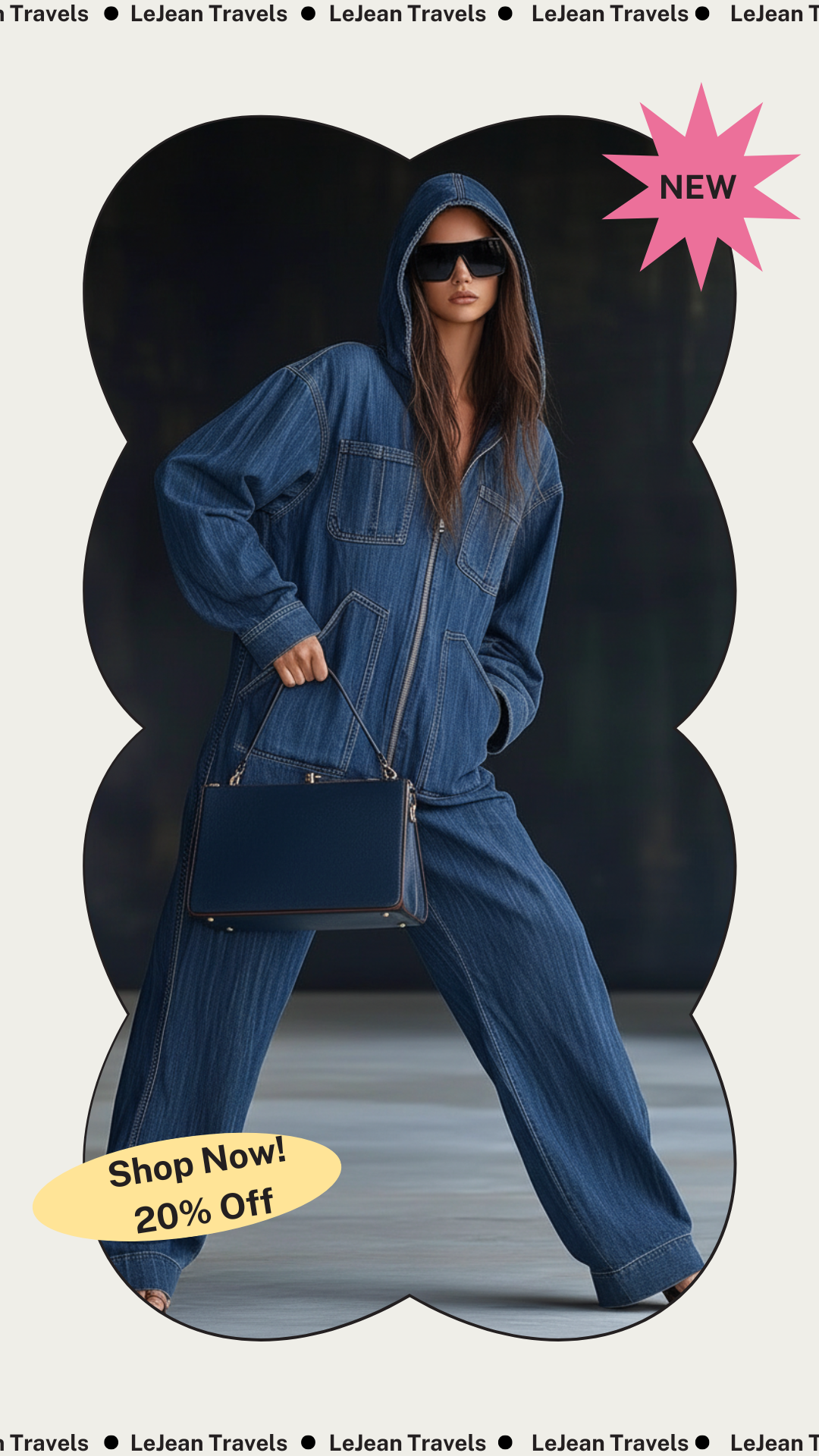 Women's Oversized Hooded Denim Zip-Up Front Overalls - Image 6