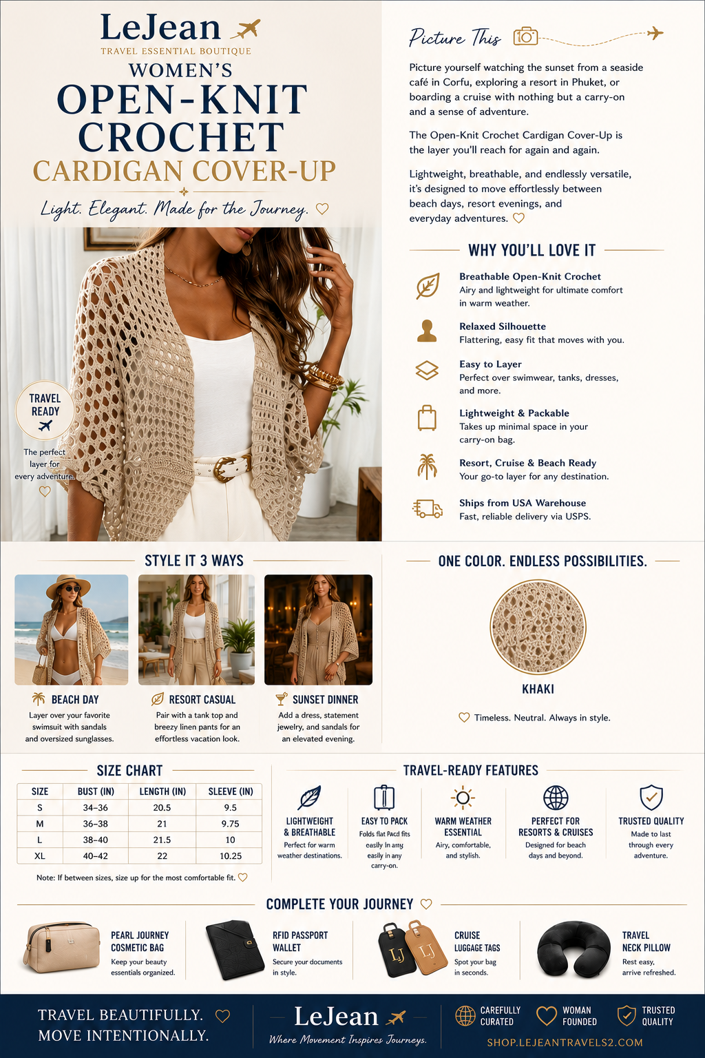 Women's Open-Knit Crochet Cardigan Cover-Up
