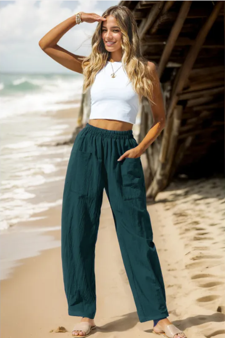 Women's Comfy Baggy Linen Wide-Leg Loose Fit Pants - Image 11