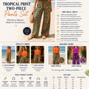 Tropical Print Two-Piece Pants Set