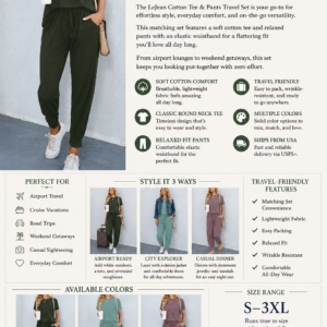 Women's Cotton Tee & Pants Travel Set