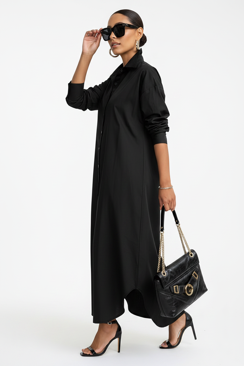 Women's Long Sleeve Multi-Wear Shirt Dress - Image 2