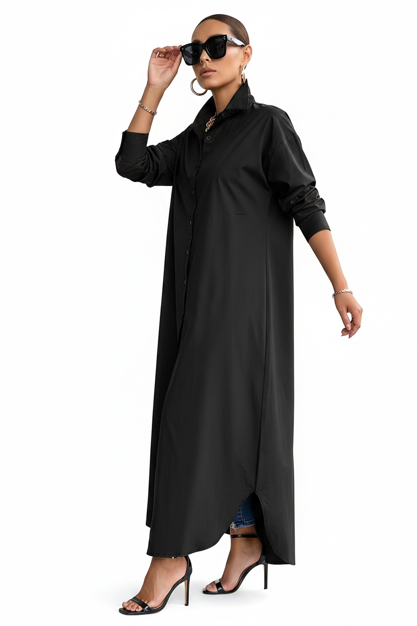 Women's Long Sleeve Multi-Wear Shirt Dress - Image 4