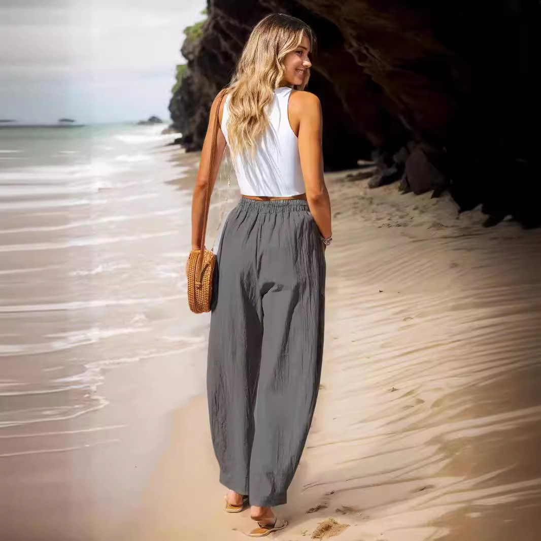 Women's Comfy Baggy Linen Wide-Leg Loose Fit Pants - Image 4