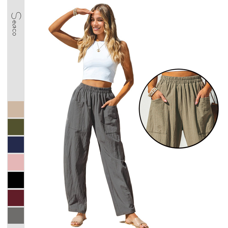 Women's Comfy Baggy Linen Wide-Leg Loose Fit Pants - Image 9